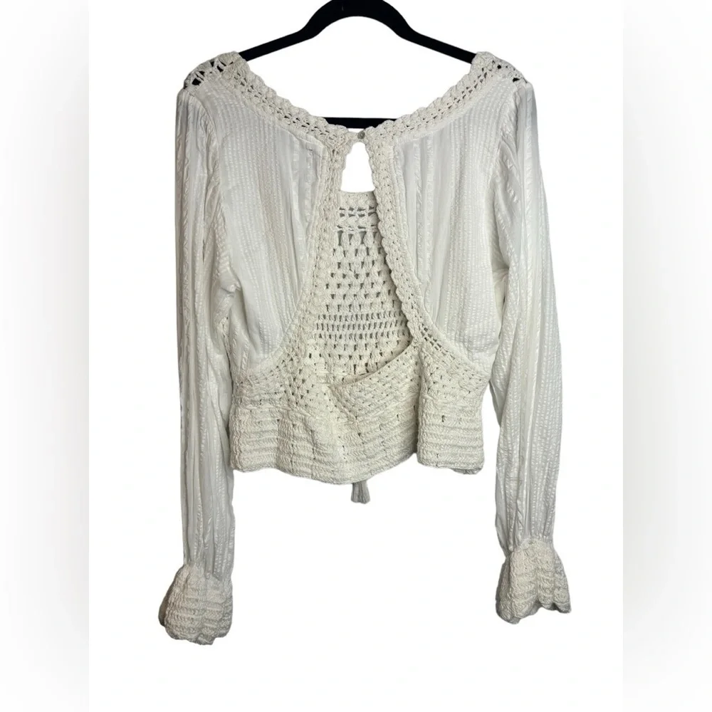 Free People Crochet Knot Festival Boho Top in Ivory